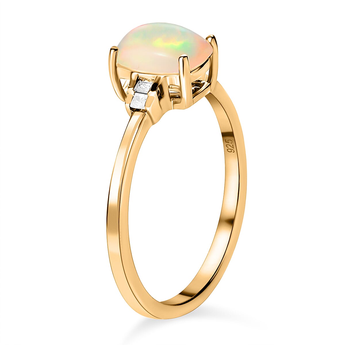 Ethiopian Welo Opal and Diamond Ring in 18K Vermeil Yellow Gold Plated Sterling Silver 7127531 8