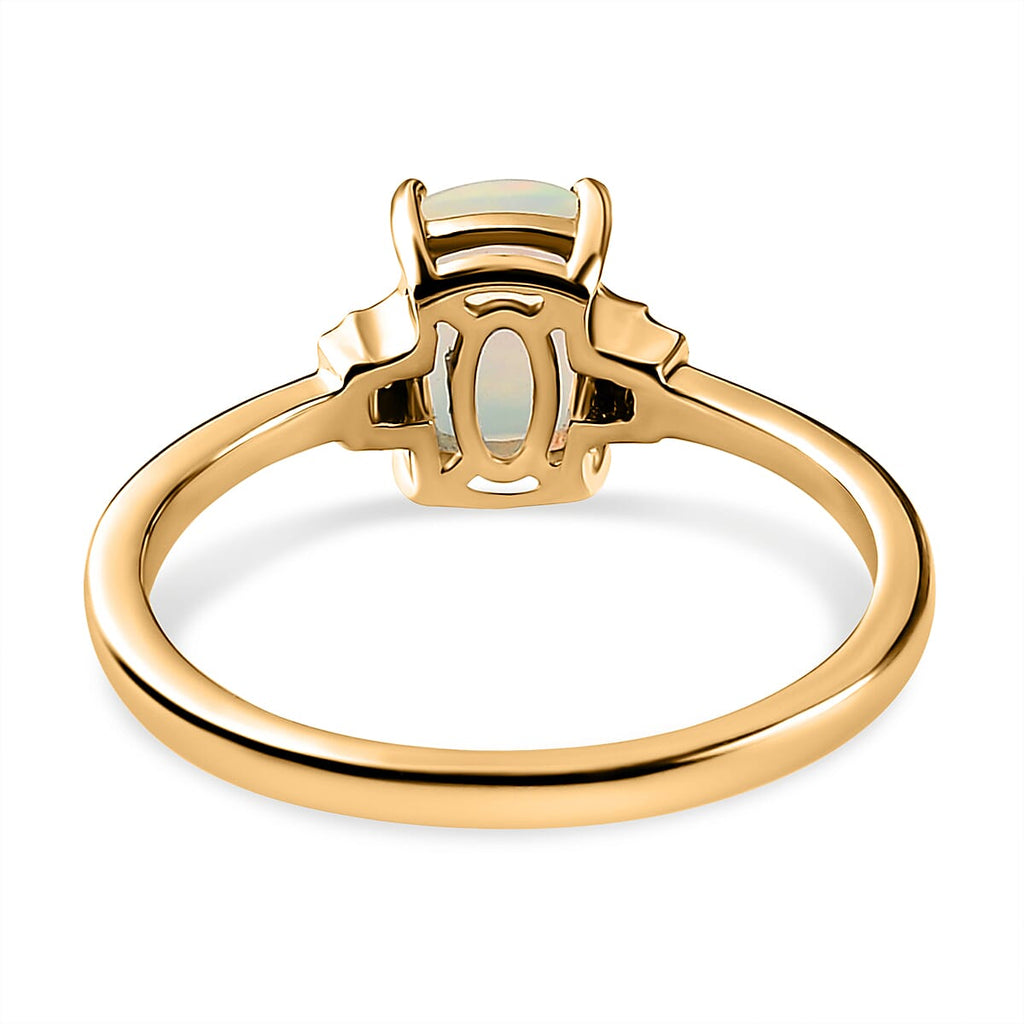 Ethiopian Welo Opal and Diamond Ring in 18K Vermeil Yellow Gold Plated Sterling Silver 0.594 Ct