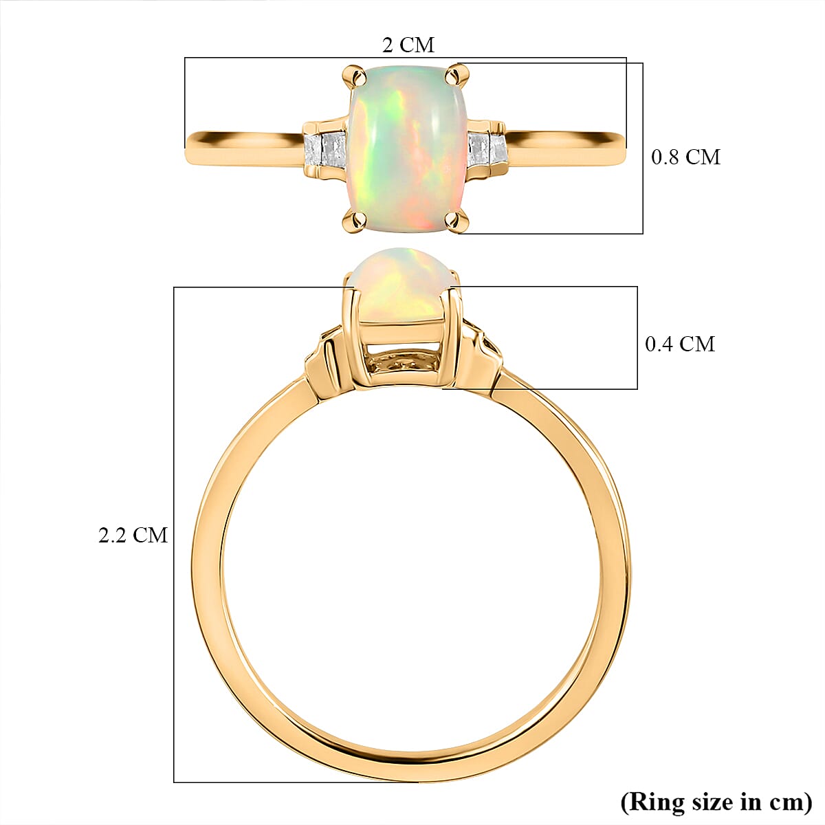 Ethiopian Welo Opal and Diamond Ring in 18K Vermeil Yellow Gold Plated Sterling Silver 7127531 12