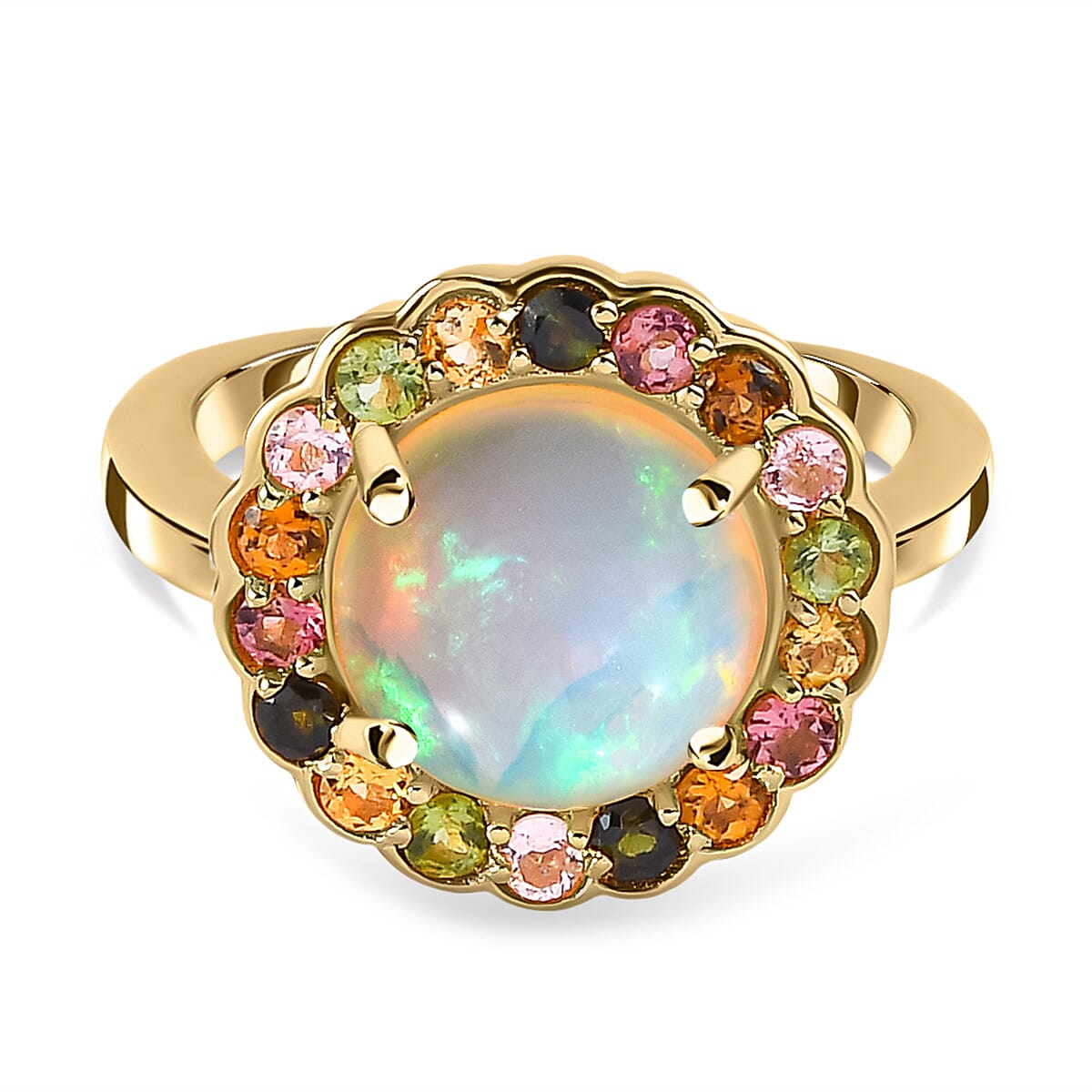 Ethiopian Welo Opal and Multi-Tourmaline Ring in 18K Vermeil Yellow Gold Plated Sterling Silver 3.00 Ct 7235752 2