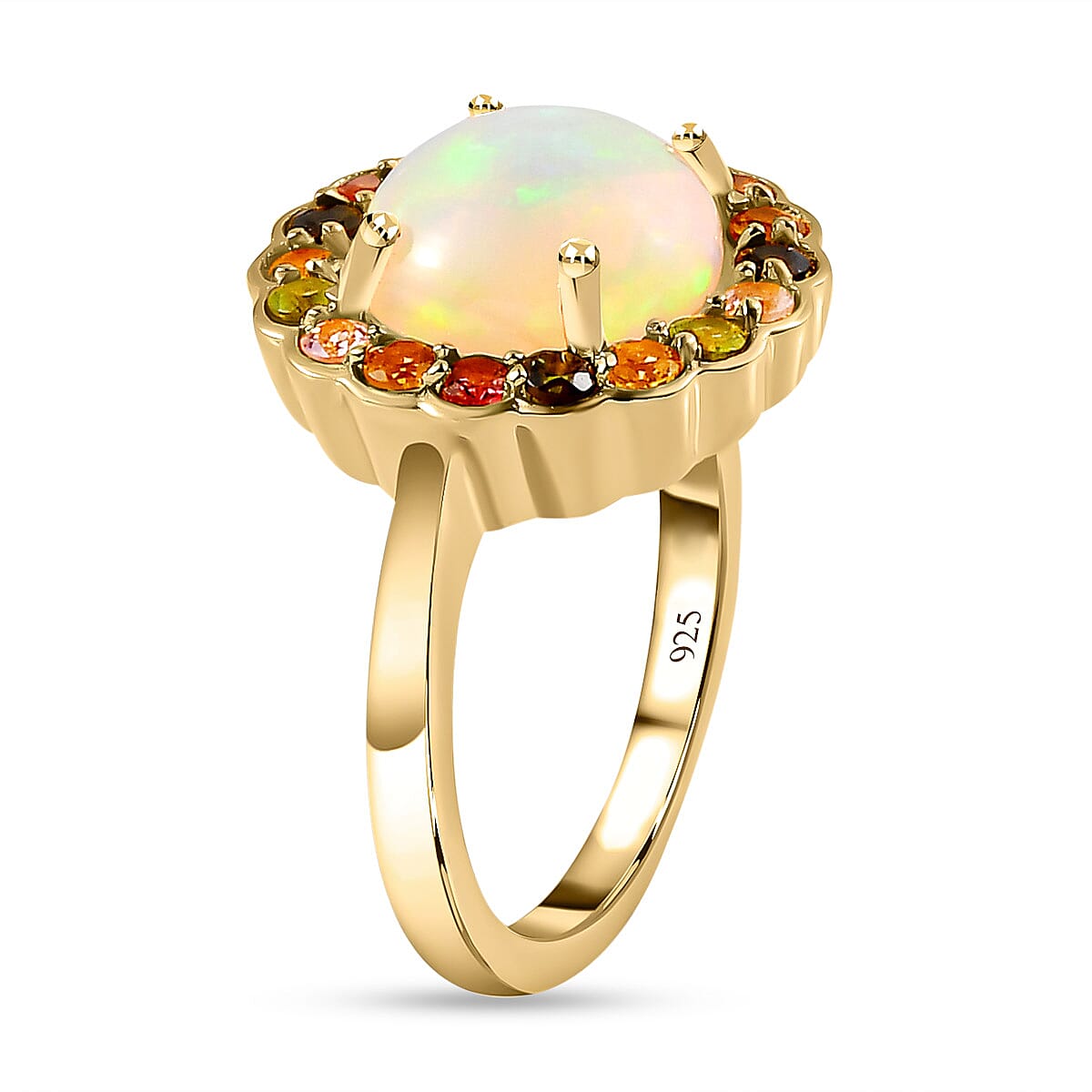 Ethiopian Welo Opal and Multi-Tourmaline Ring in 18K Vermeil Yellow Gold Plated Sterling Silver 3.00 Ct 7235752 8