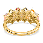 Ethiopian Welo Opal and Multi-Tourmaline Ring in 18K Vermeil Yellow Gold Plated Sterling Silver 1.75 Ct