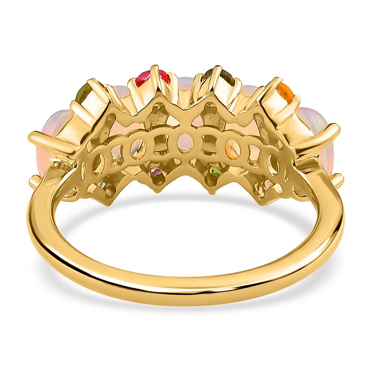 Ethiopian Welo Opal and Multi-Tourmaline Ring in 18K Vermeil Yellow Gold Plated Sterling Silver 1.75 Ct 7380457 9