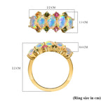Ethiopian Welo Opal and Multi-Tourmaline Ring in 18K Vermeil Yellow Gold Plated Sterling Silver 1.75 Ct
