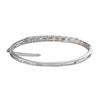 Ethiopian Welo Opal and Natural Zircon Bangle (Size 7.5) in Platinum Overlay Sterling Silver 3.58 Ct, Silver Wt. 15.55 Gms.