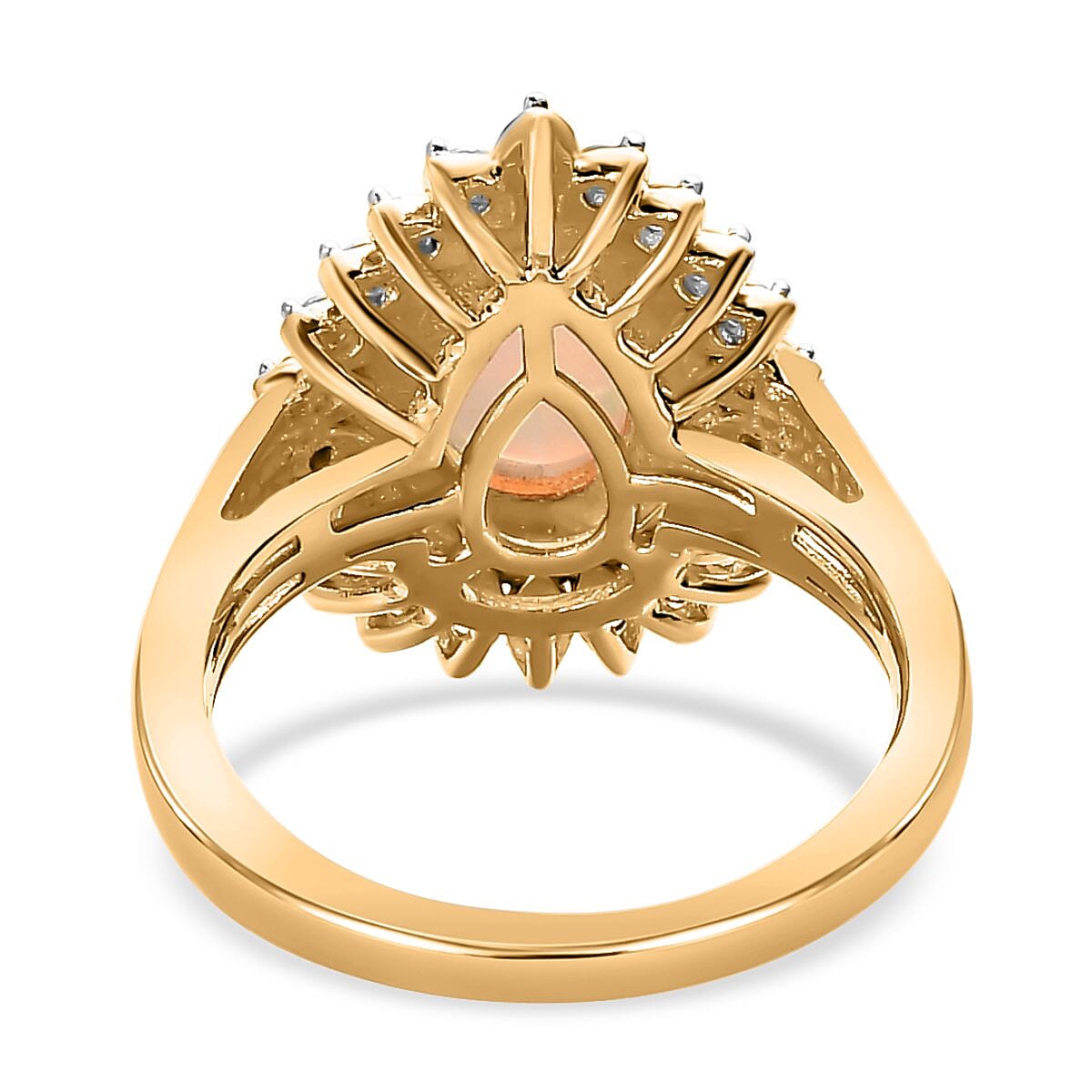 Ethiopian Welo Opal and Natural Zircon Ring in 18K Yellow Gold Vermeil Plated Sterling Silver 1.92 Ct 7380571 10