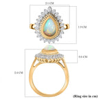 Ethiopian Welo Opal and Natural Zircon Ring in 18K Yellow Gold Vermeil Plated Sterling Silver 1.92 Ct