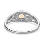 Ethiopian Welo Opal and Natural Cambodian Zircon Ring in Platinum Overlay Sterling Silver