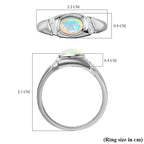 Ethiopian Welo Opal and Natural Cambodian Zircon Ring in Platinum Overlay Sterling Silver