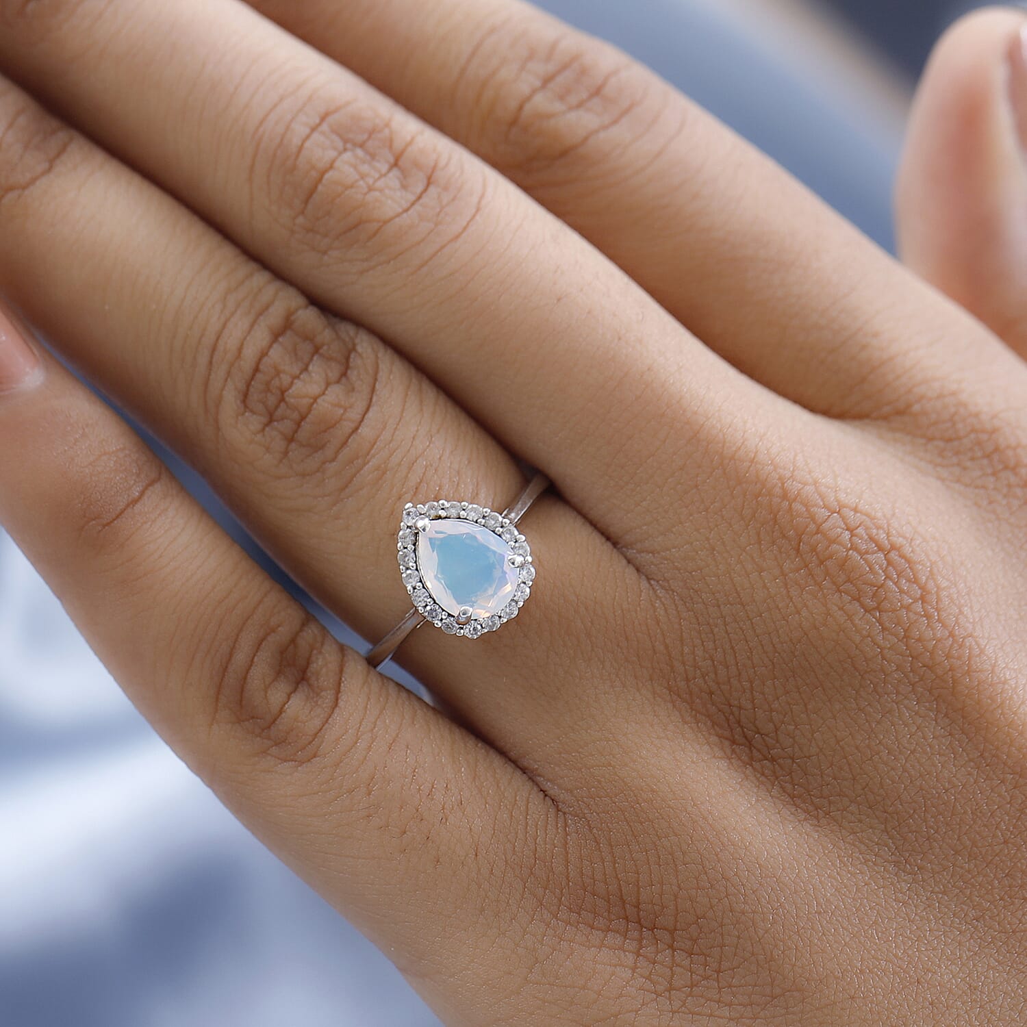 Ethiopian Welo Opal &amp; Natural Zircon Ring in Platinum Overlay Sterling Silver 1.39 Ct. 7522541 3