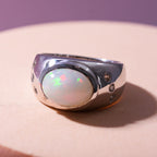 Ethiopian Welo Opal and Natural Zircon Ring in Rhodium Overlay Sterling Silver 1.93 Ct, Silver Wt. 5 Gms