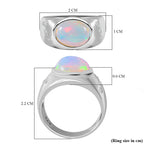 Ethiopian Welo Opal and Natural Zircon Ring in Rhodium Overlay Sterling Silver 1.93 Ct, Silver Wt. 5 Gms