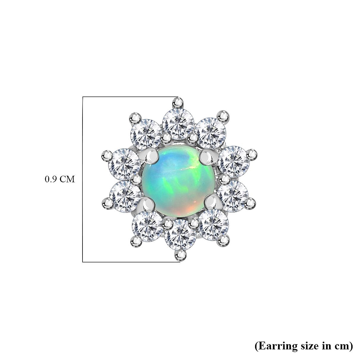 Ethiopian Welo Opal and Natural Zircon Floral Stud Earrings in Sterling Silver 7710939 5
