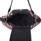 Ethnic Bag Collection - Classic Style Striped Tote Bag with Adjustable Shoulder Starp - Black and Multi
