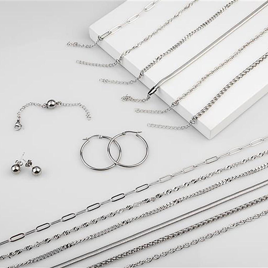 EVER TRUE 18K White Gold Overlay 15 Pcs Jewellery Set in Stainless Steel with Velvet Travel Organizer