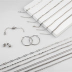 EVER TRUE 18K White Gold Overlay 15 Pcs Jewellery Set in Stainless Steel with Velvet Travel Organizer