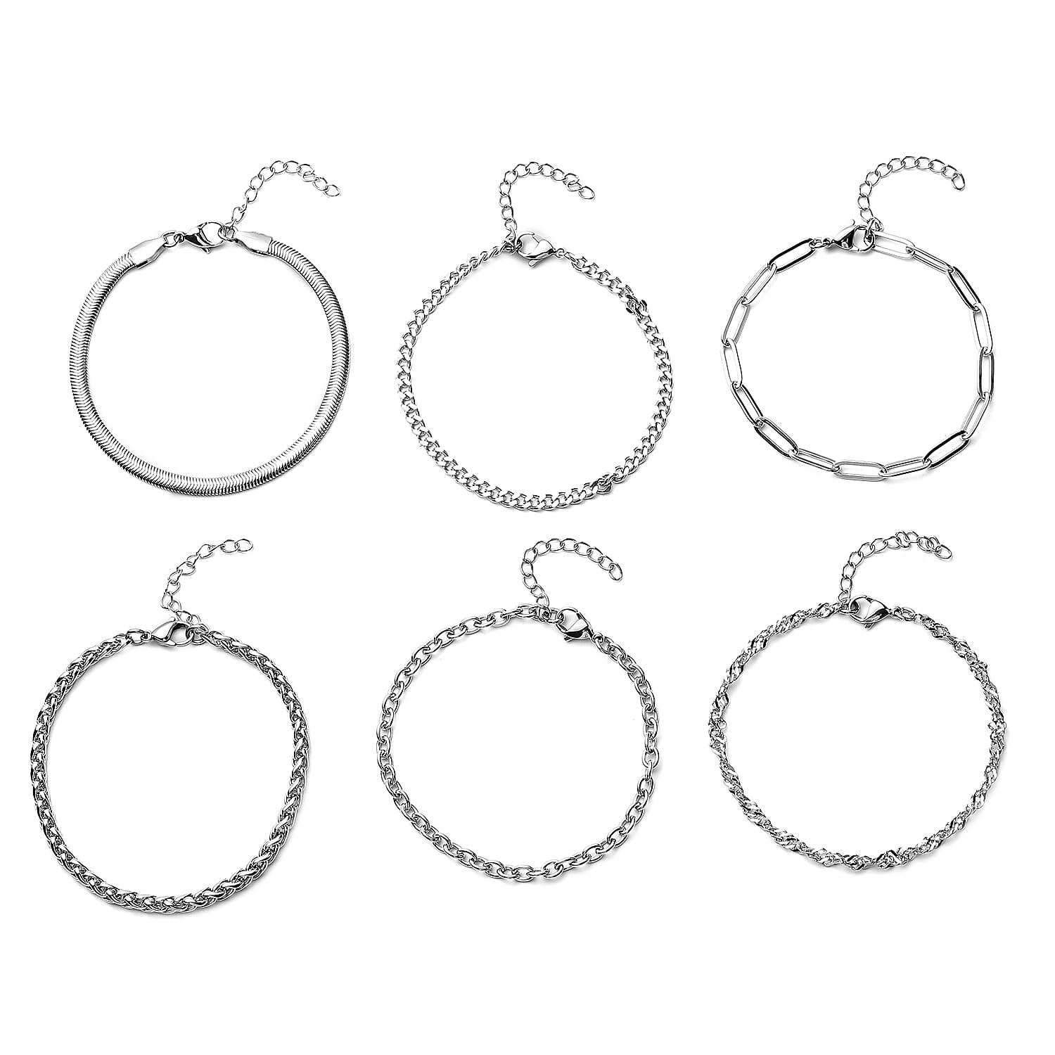 Ever True: 15 Piece Jewellery Gift Set - 6 Necklace, 6 Bracelet, 2 Pairs Earrings, 1 Magnetic Clasp with Extender and Velvet Pouch in 18K White Gold IP Plated 4071921 6