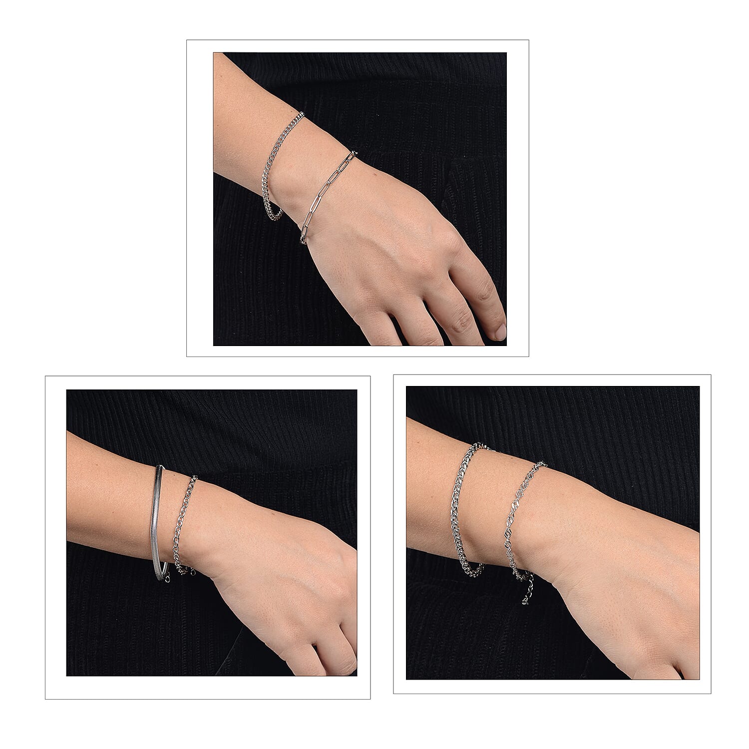 Ever True: 15 Piece Jewellery Gift Set - 6 Necklace, 6 Bracelet, 2 Pairs Earrings, 1 Magnetic Clasp with Extender and Velvet Pouch in 18K White Gold IP Plated 4071921 7