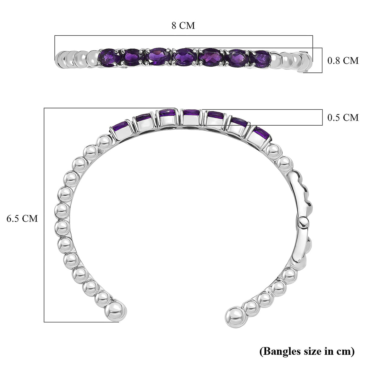 AAA African Amethyst Full Bangle (Size 7.5 - 8.5) 5.13 Ct. 8180052 6