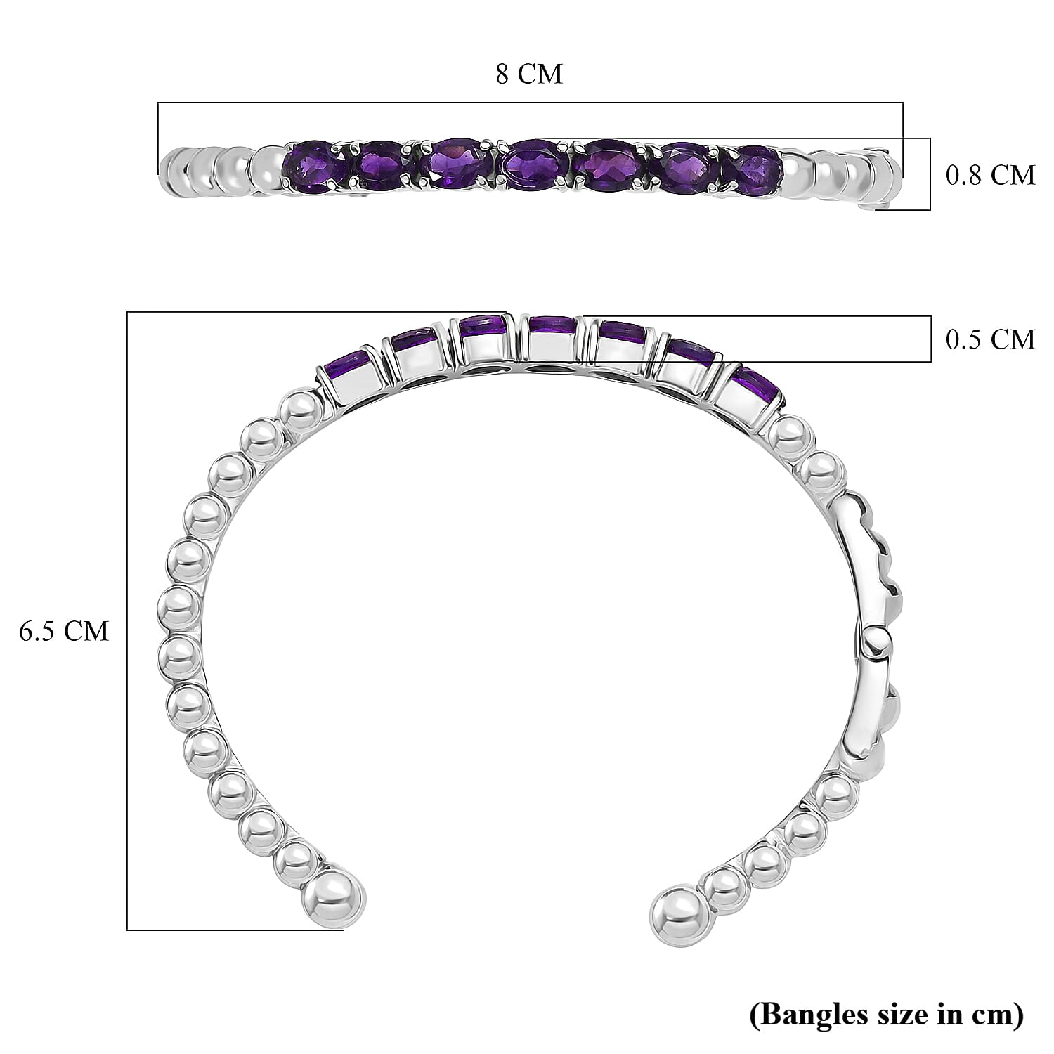 AAA African Amethyst Full Bangle (Size 7.5 - 8.5) 5.13 Ct. 8180052 6