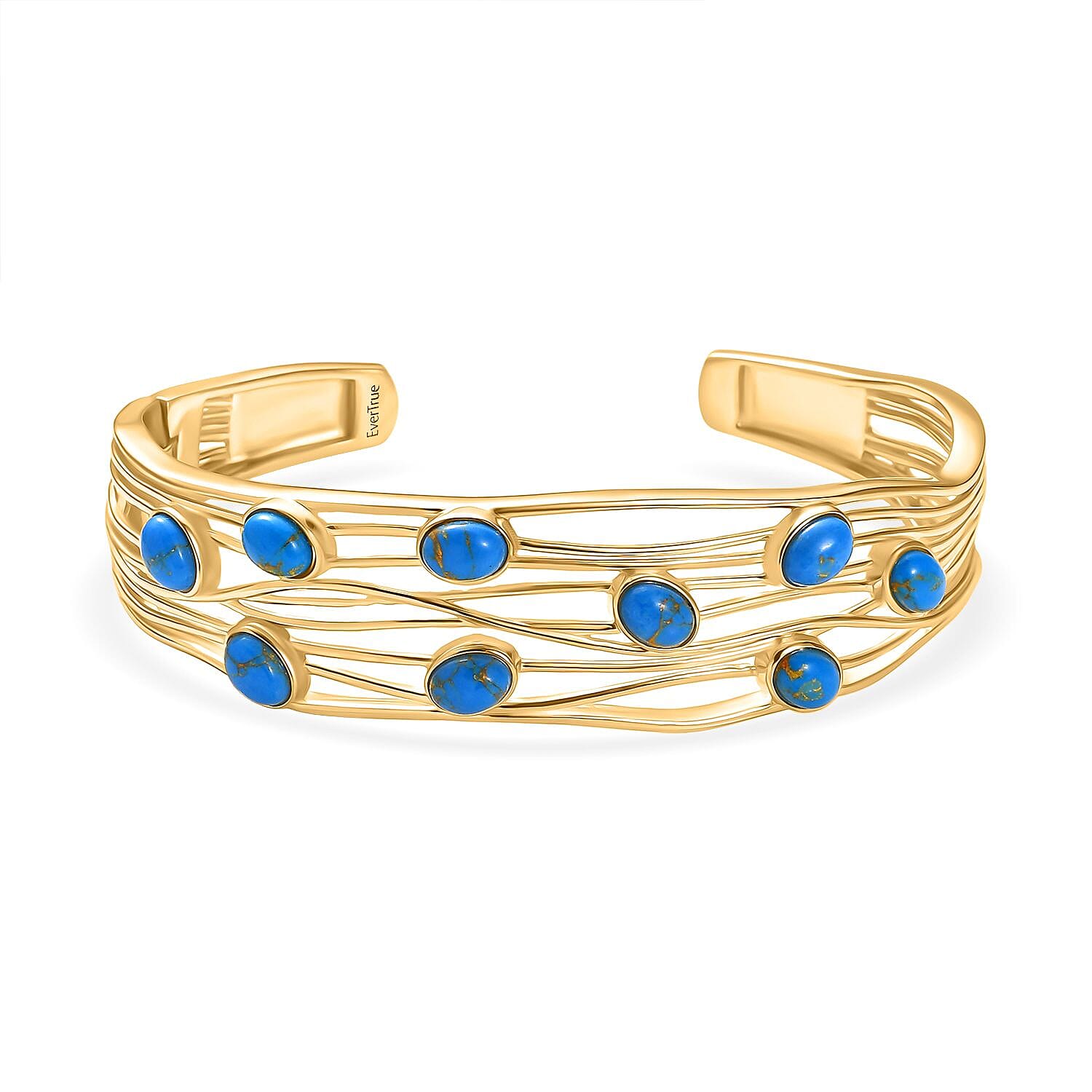 EverTrue Blue Turquoise Cuff Bangle (Size - 7.5) in Yellow Gold Plated 6.20 Ct. 8179531 0