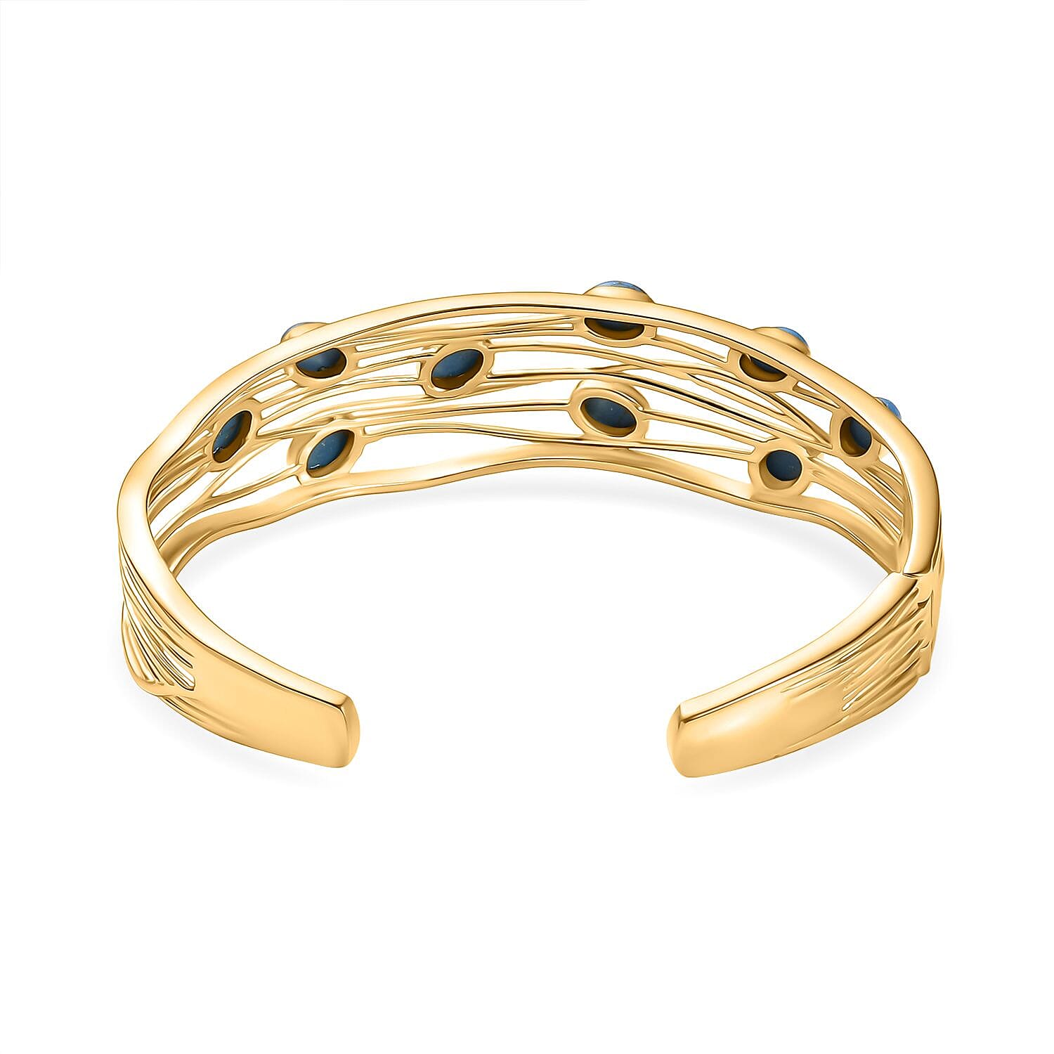EverTrue Blue Turquoise Cuff Bangle (Size - 7.5) in Yellow Gold Plated 6.20 Ct. 8179531 5