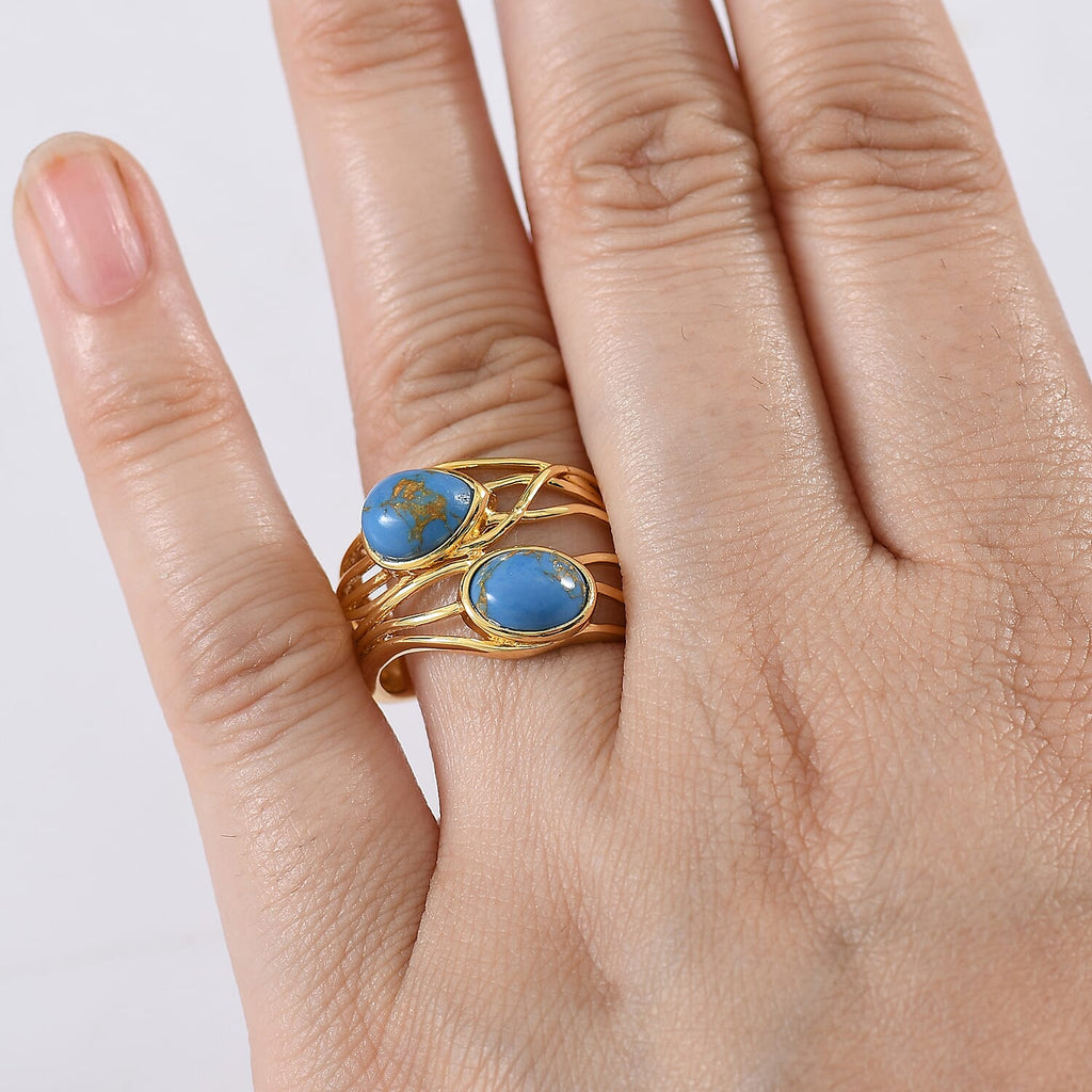 Tucson Find - Blue Turquoise Ring in Yellow Gold Plated 2.16 Ct.