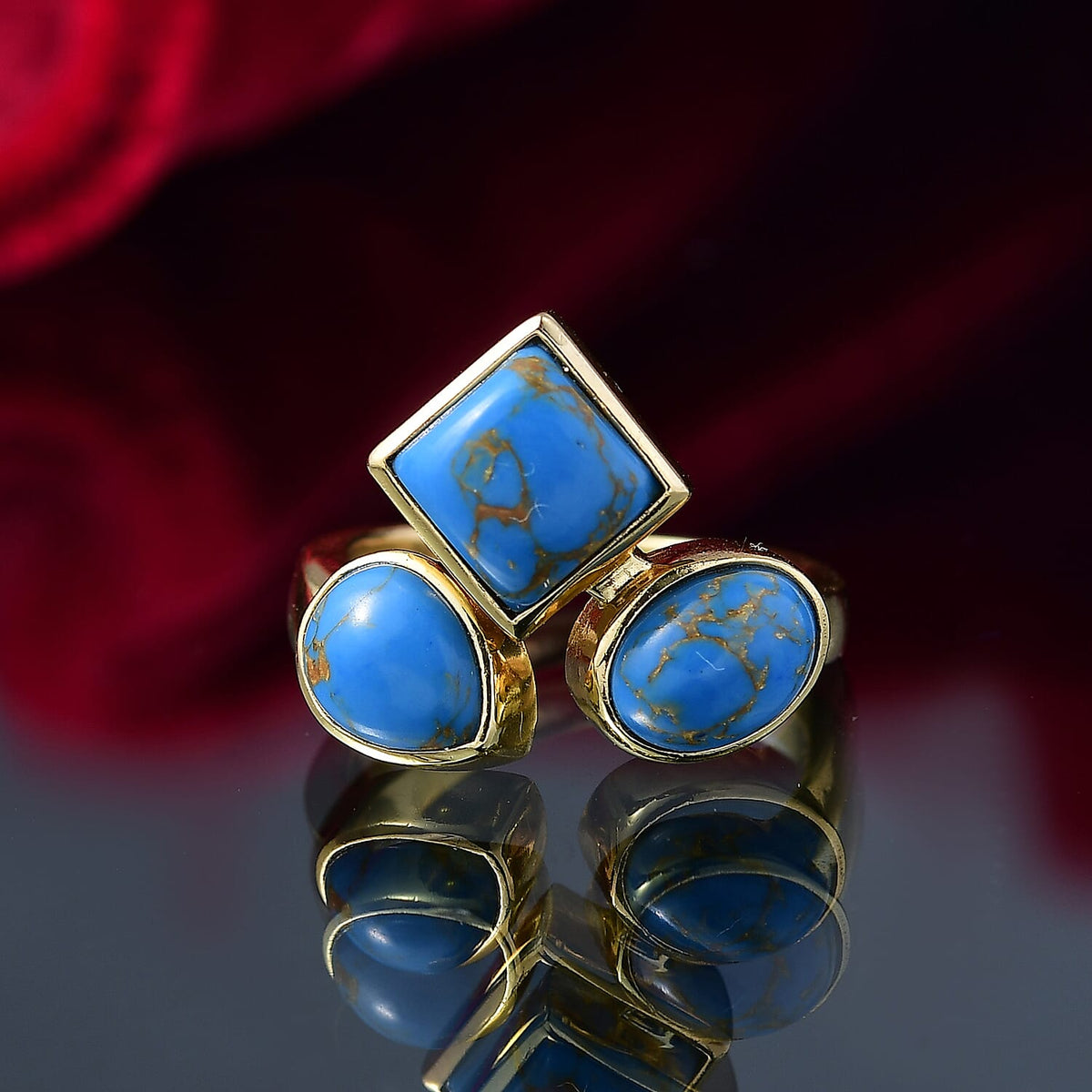Tucson Find - Blue Turquoise Trilogy Ring 3.87 Ct. 8189802 1
