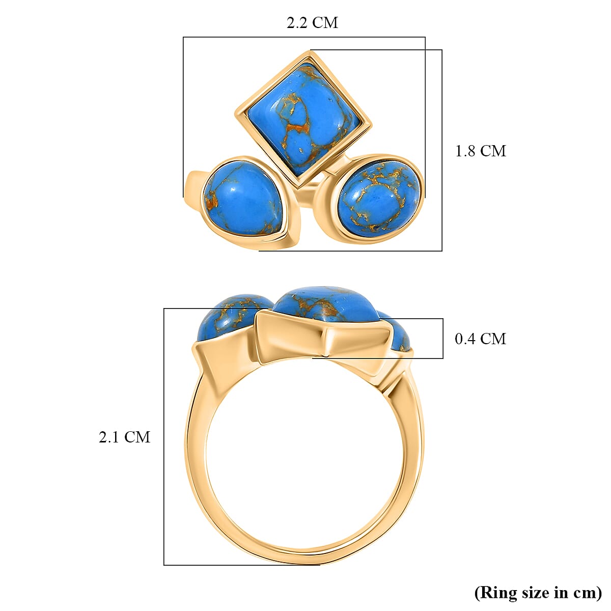 Tucson Find - Blue Turquoise Trilogy Ring 3.87 Ct. 8189802 5