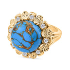 Ever True Tucson Find - Blue Turquoise & White Zircon Solitaire Ring 9.42 Ct.