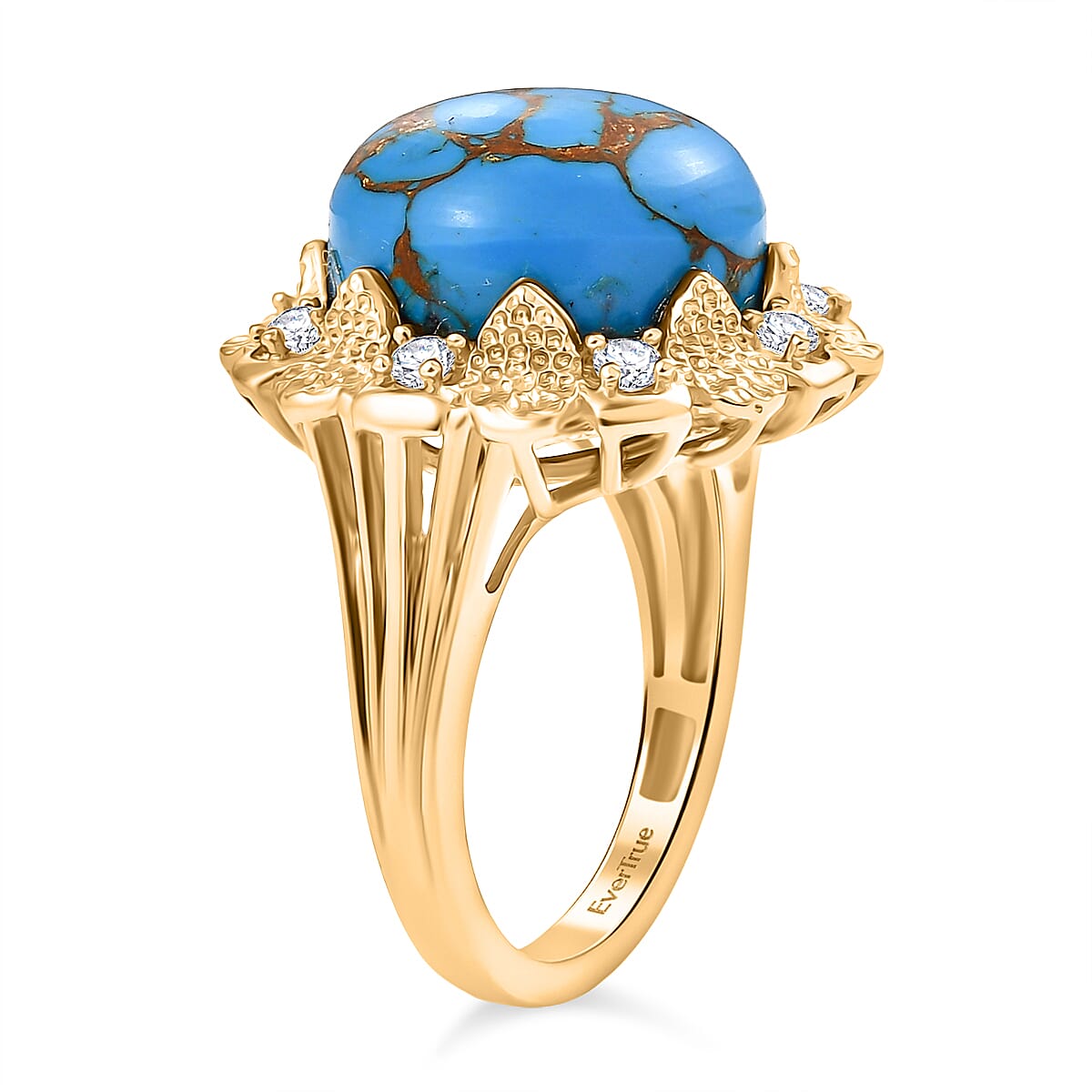 Tucson Find - Blue Turquoise &amp; White Zircon Solitaire Ring 9.42 Ct. 8189768 3