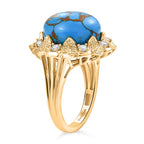 Ever True Tucson Find - Blue Turquoise & White Zircon Solitaire Ring 9.42 Ct.