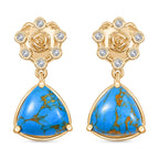 Tucson Find - Blue Turquoise & White Zircon Earring 6.80 Ct.