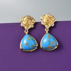 Tucson Find - Blue Turquoise & White Zircon Earring 6.80 Ct.