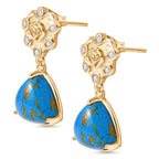 Tucson Find - Blue Turquoise & White Zircon Earring 6.80 Ct.