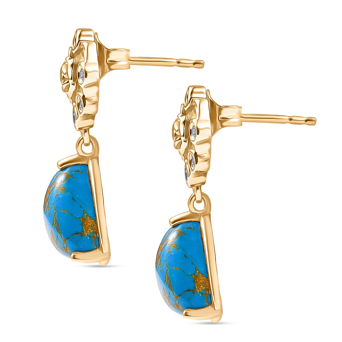 Tucson Find - Blue Turquoise &amp; White Zircon Earring 6.80 Ct. 8179800 5