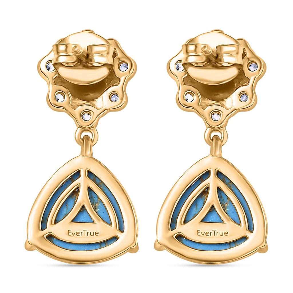 Tucson Find - Blue Turquoise & White Zircon Earring 6.80 Ct.