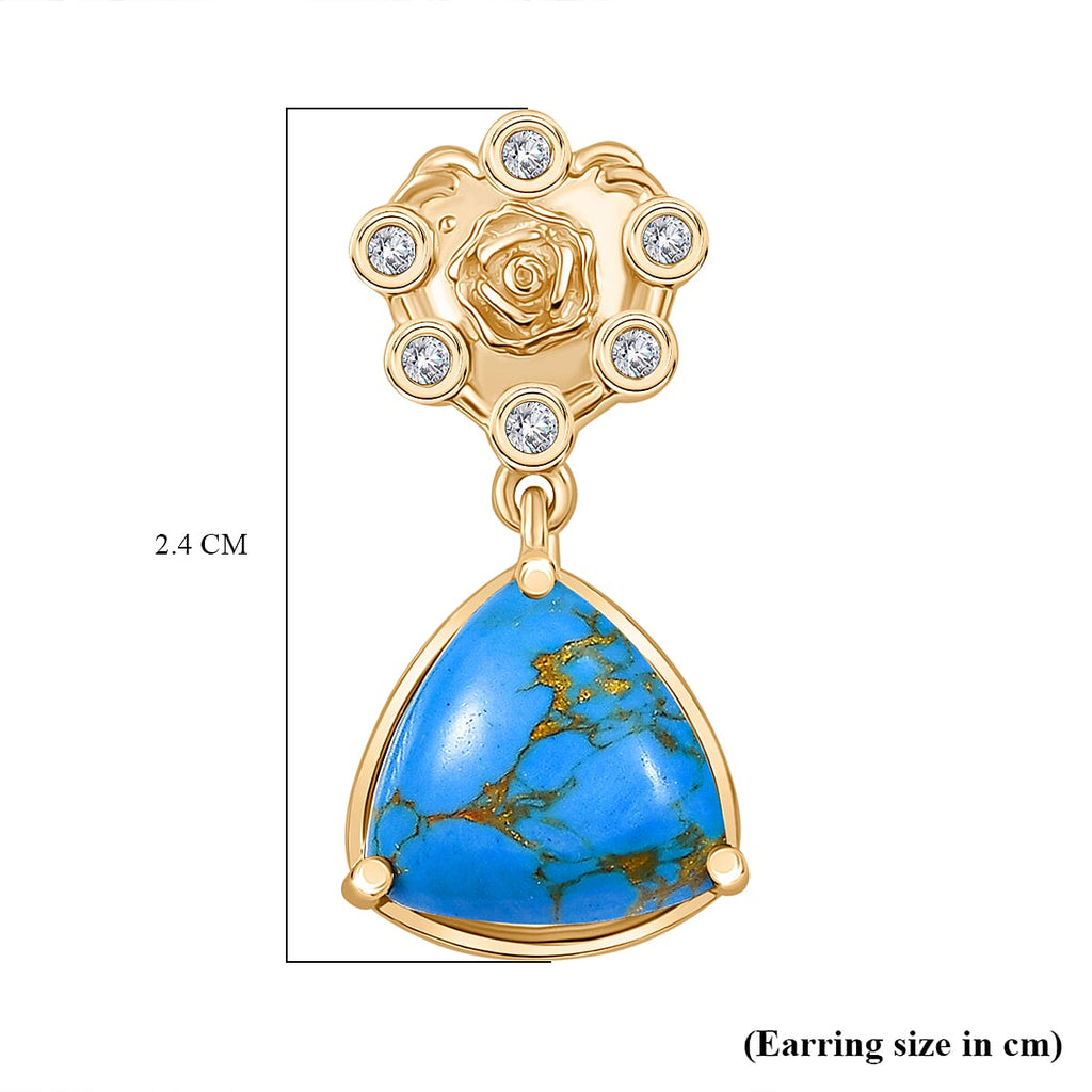 Tucson Find - Blue Turquoise & White Zircon Earring 6.80 Ct.
