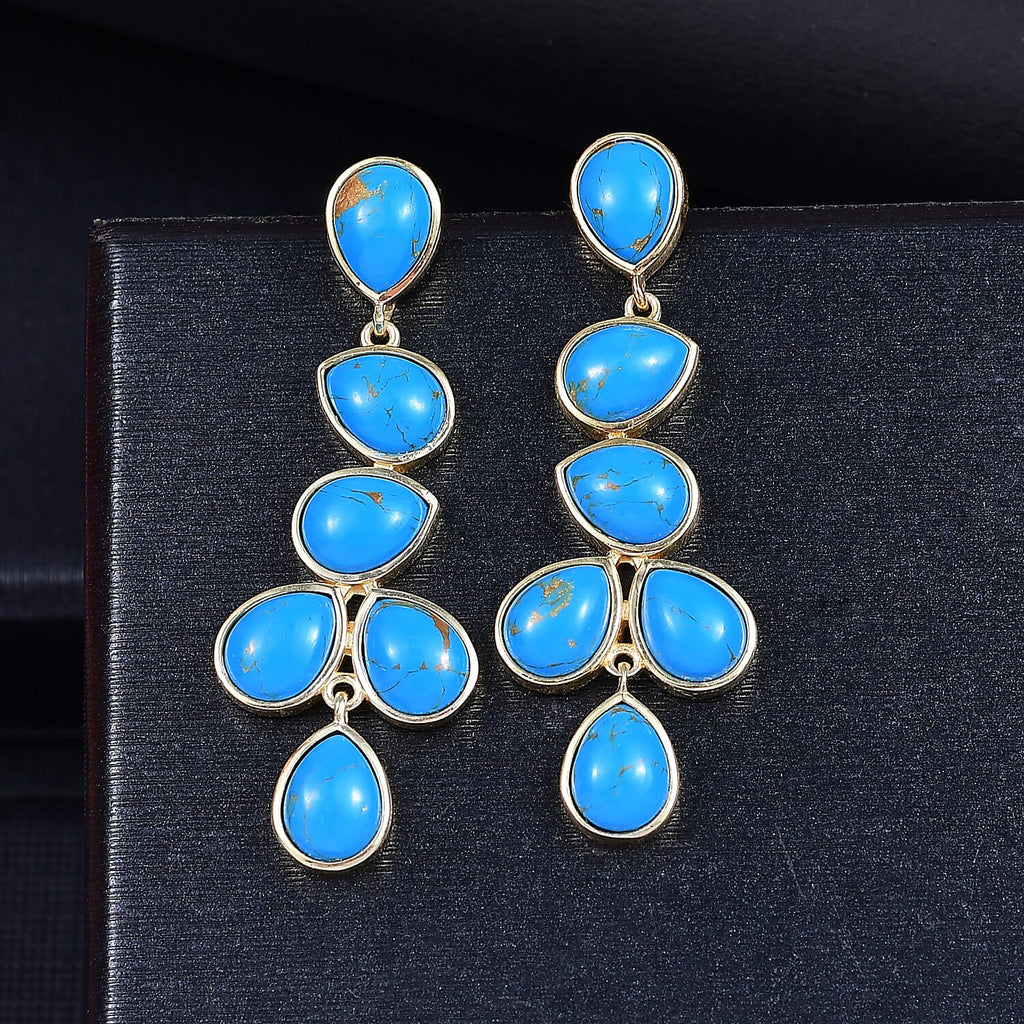 Tucson Find - Blue Turquoise Red Carpet Earring 12.09 Ct.