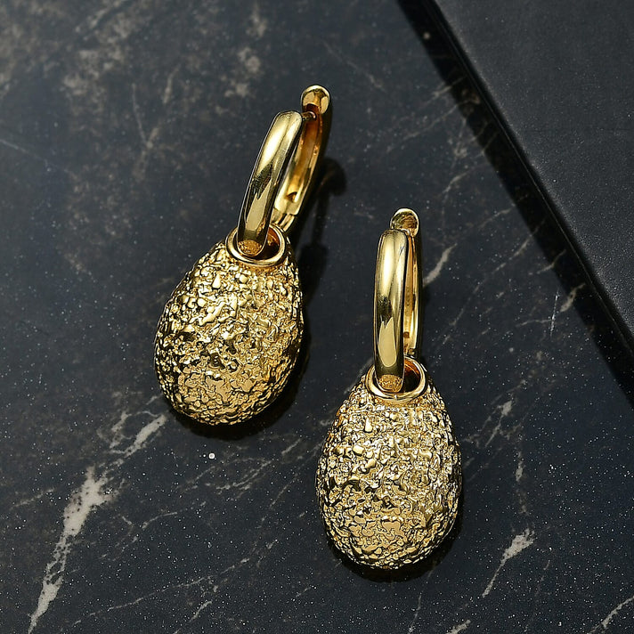 Designer Closeout - Textured Drop Earrings With Hoop Clasp 8216012 2