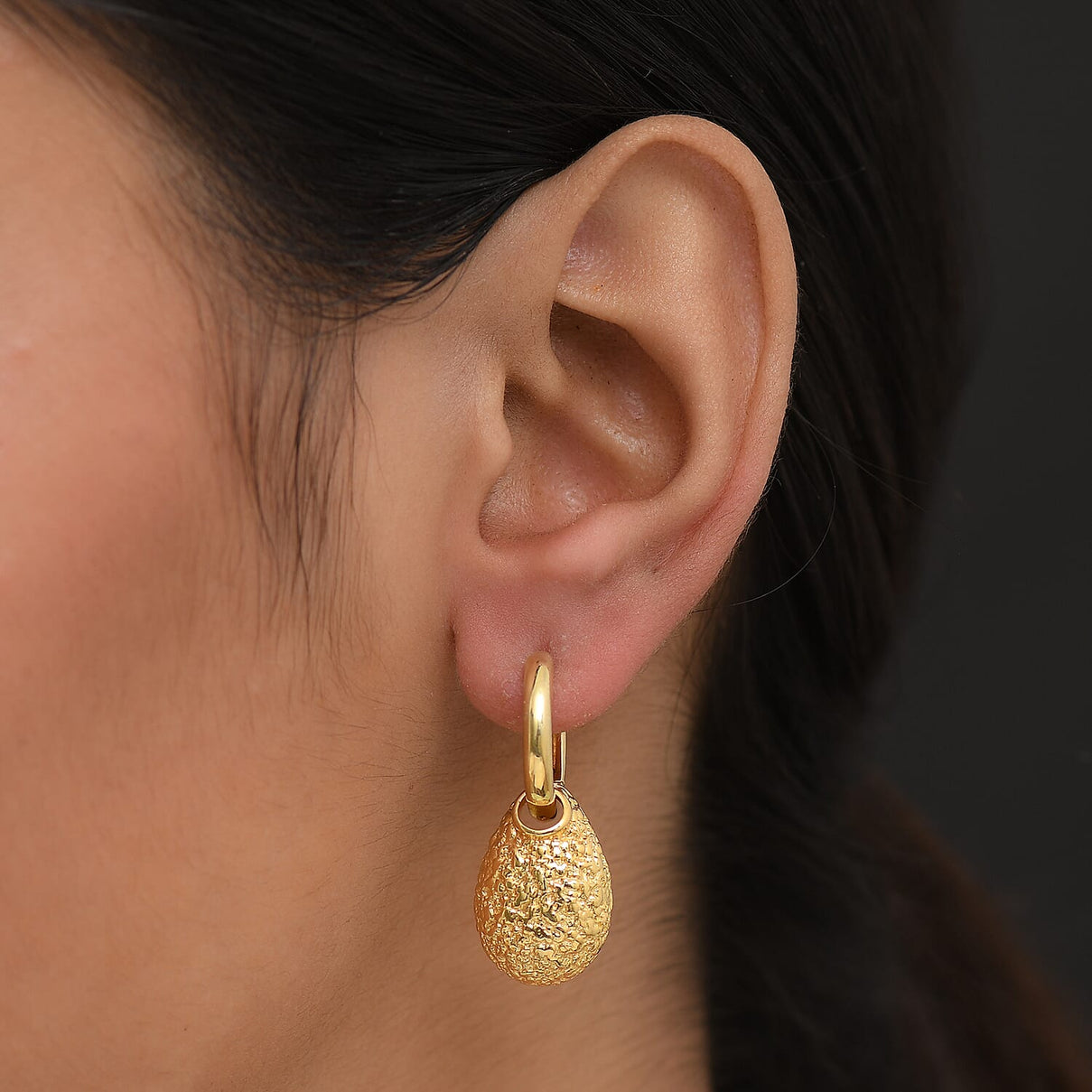 Designer Closeout - Textured Drop Earrings With Hoop Clasp 8216012 3
