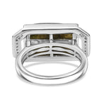 Ever True Labradorite & White Zircon Solitaire Ring White Tone 6.54 Ct.