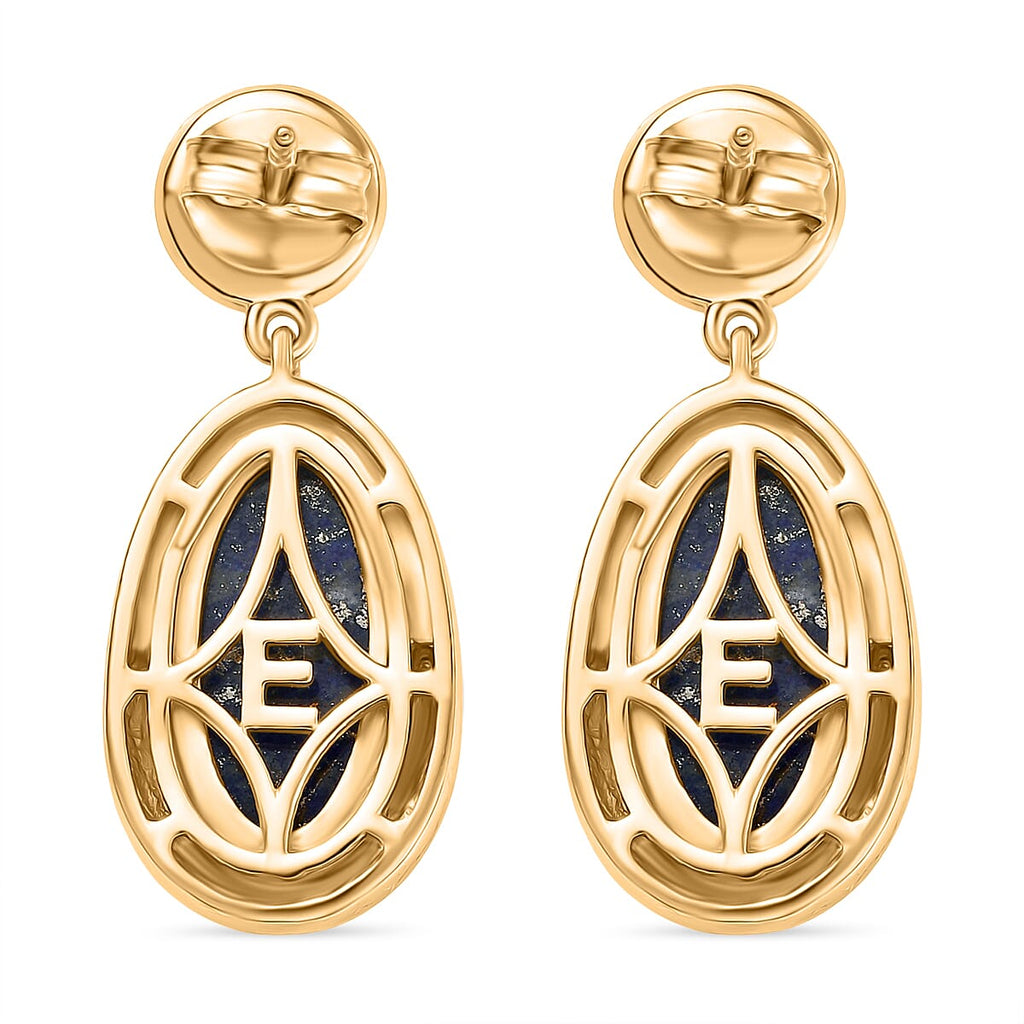 Natural Lapis Lazuli & Fresh Water Pearl Dangling Earring with Push Back 12.08 Ct.