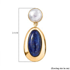 Natural Lapis Lazuli & Fresh Water Pearl Dangling Earring with Push Back 12.08 Ct.
