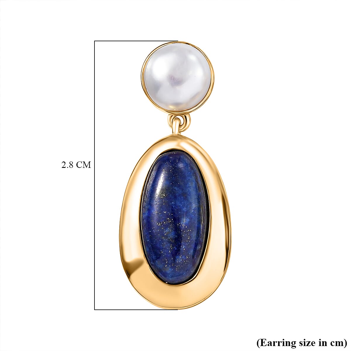 Natural Lapis Lazuli &amp; Fresh Water Pearl Dangling Earring with Push Back 12.08 Ct. 8202392 6