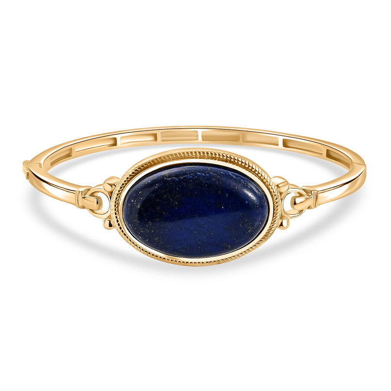 One Time Deal - Natural Premium Lapis Lazuli Full Bangle (Size 7.5) in Yellow Gold Plating 35.10 Ct.