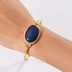 One Time Deal - Natural Premium Lapis Lazuli Full Bangle (Size 7.5) in Yellow Gold Plating 35.10 Ct.