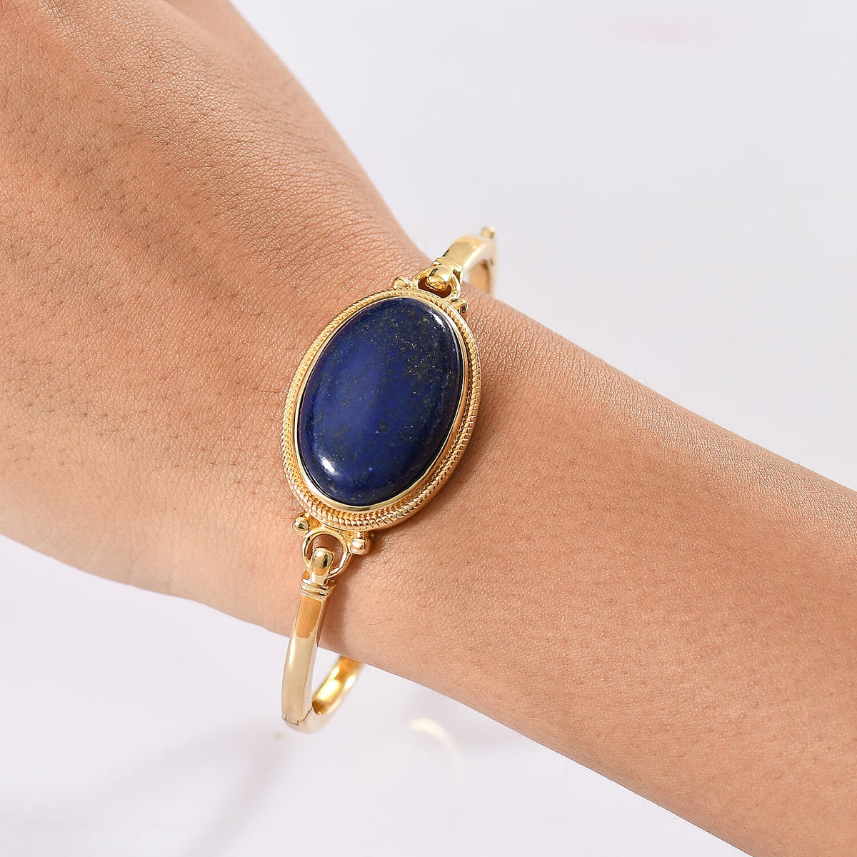 One Time Deal - Natural Premium Lapis Lazuli Full Bangle (Size 7.5) in Yellow Gold Plating 35.10 Ct. V32737073 3