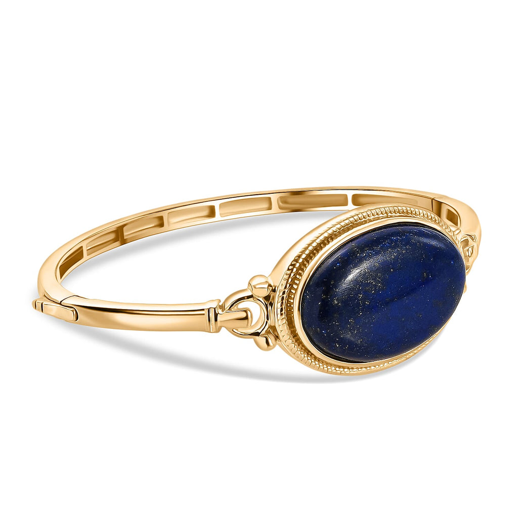 One Time Deal - Natural Premium Lapis Lazuli Full Bangle (Size 7.5) in Yellow Gold Plating 35.10 Ct.