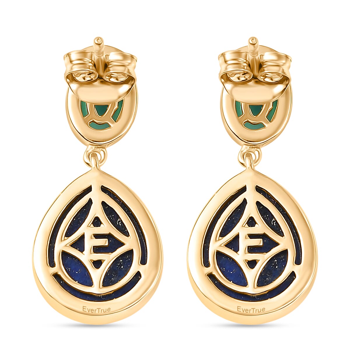Lapis Lazuli &amp; Verde Onyx Stud Push Post Earring in Yellow Gold Plated 13.36 Ct. 8202492 5